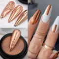 Poudre à ongles chrome solide or rose professionnelle avec effets miroir métalliques brillants - Poudre Miroir Solide Bronze / 04