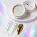 Professional iridescent aurora nail powder jar 0.2g showing clear and black base effects - NDA004 Seven-Color Aurora Style (04) / Single Box