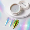 High-shine iridescent nail aurora powder effect on clear white and black base colors - NDA006 High Gloss Rainbow Glow Style (06) / Single Box