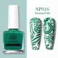 Esmalte para estampado verde bosque BORN PRETTY 10ml SP016 con diseños de flores y hojas - Esmalte para Estampado / Verde Oscuro SP016