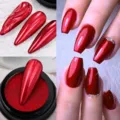 Polvere per unghie cromata rossa metallizzata per un effetto manicure a specchio. - 08