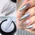 Polvere per unghie a specchio solida olografica argento per effetto laser chrome - 11