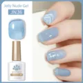 Smalto Born Pretty JN36 Jelly Nude Gel blu chiaro traslucido per unghie lucide effetto salon - Blu chiaro gelatina (JN36)
