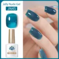 Smalto gel nude jelly BORN PRETTY nella tonalità blu pavone JN45 per una manicure professionale - Blu Pavone(JN45)