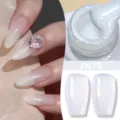 Smalto gel per unghie bianco latte traslucido con glitter fini, tonalità JN75 - Bianco Trasparente Glitter Diamante (JN75)