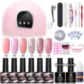 Kit professionale per unghie con lampada UV LED, vari colori e strumenti essenziali. - 54W07