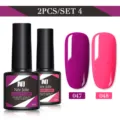 Née Jolie lot de 2 vernis gel, 8,5ml soak-off UV/LED nuances de couleur 047 et 048 - Lot de 2 / Violet Foncé (047) Et Rose Vif (048)