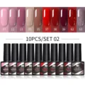 Coffret professionnel de 10 vernis à ongles gel Née Jolie avec 10 nuances colorées UV/LED - Set 02 / Lot de 10