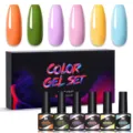 Nee Jolie 6-color nail gel polish set with UV LED soak-off color coat bottles - Multicolor 08