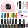 Kit completo smalto gel Née Jolie con lampada UV LED, strumenti e 6 colori vivaci - 54W10