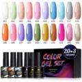 Set smalto gel professionale Née Jolie 23 pezzi con 20 colori e rivestimenti funzionali - Serie Multicolore-07