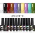 Vue détaillée du lot de 10 vernis à ongles gel UV LED Née Jolie avec nuancier de couleurs - Set 01 / Lot de 10