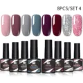 8-delige Née Jolie gel nagellak set met elegante glitter en prachtige effen kleuren - 8-Delige Set (04) / Professionele Selectie