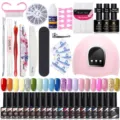 Kit completo smalto gel 20 colori con lampada UV/LED e strumenti professionali. - 20 Bottiglie (02)