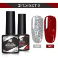 Set da 2 smalti gel glitterati Nee Jolie nelle tonalità argento e rosso - Set da 2 / Argento Brillantinato (050) e Rosso Brillantinato (062)