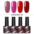 Set di 4 smalti gel UV Nee Jolie da 8,5 ml con varie tonalità di rosso e rosa - 4 Bottle Set 10