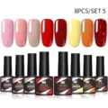 8-delige Née Jolie soak off UV LED gel nagellak set met levendige kleurstalen - 8-Delige Set (05) / Professionele Selectie