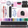 Kit completo smalto gel 20 colori con lampada UV e strumenti professionali per unghie - 20 Bottiglie (03)