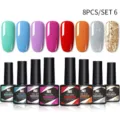 Professionele acht-delige gel nagellak set met levendige kleurstalen en glitter afwerkingen - 8-Delige Set (06) / Professionele Selectie