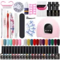 Kit completo smalto gel 20 colori con lampada UV LED e strumenti professionali - 20 Bottiglie (04)