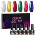 Nee Jolie 6-color nail gel polish set with glitter and solid UV LED soak off gel 8.5ml - Multicolor 10