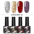 Set di 4 smalti gel UV LED soak off Née Jolie con finiture glitterate e brillanti - Set da 4 Flaconi 11