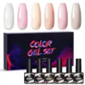Nee Jolie 6 colors uv led soak off nail gel polish set with nude pink swatches - Multicolor 11