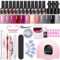 Kit completo per unghie in gel con 20 colori, lampada LED e strumenti per manicure pro - 12 Bottiglie (02)