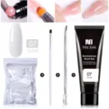 Kit profesional de gel de extensión de uñas transparente de 15 ml con pincel y empujador - Set de 4 piezas / Juego de 4 / Transparente (07)