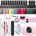Kit nail art completo con lampada UV, 12 colori smalto gel e set strumenti manicure. - 12 Bottiglie (03)