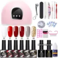 Kit de démarrage complet vernis gel Nee Jolie avec lampe LED rose et divers accessoires - 54W12