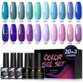 Née Jolie Set da 23 smalti gel semipermanenti inclusi base coat e top coat UV - Serie Multicolore-10
