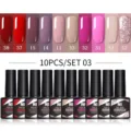 Coffret de 10 Vernis à Ongles Gel UV LED avec Échantillons pour Manucure de Salon - Set 03 / Lot de 10