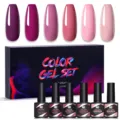 Nee Jolie 6 colors gel nail polish set in pink and purple shades for UV LED lamps - Multicolor 12