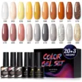 Set smalto gel per unghie Née Jolie UV LED con 20 colori e 3 basi e top coat inclusi - Serie Multicolore-11