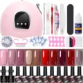 Kit professionnel de vernis à ongles gel avec lampe UV LED, paillettes et outils - Kit de Lampe à Ongles (02) / 10 Bouteilles (02)