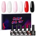 Nee Jolie 6 colors nail gel polish set with UV LED soak off color coat bottles - Multicolor 22
