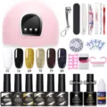Kit gel unghie Nee Jolie con lampada UV LED rosa, 6 colori e strumenti manicure - 54W13