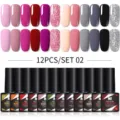 Juego de 12 esmaltes de uñas en gel UV/LED soak-off en varios colores y acabados - Set 02 / Juego de 12