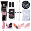 Kit completo de gel de extensión de uñas con gel rosa 15ml, solución y herramientas - Set de 5 piezas / 5 Piezas / Rosa(03)