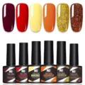 Set de 6 esmaltes de uñas en gel soak-off con purpurina y colores lisos - Juego de 6 Botellas 10