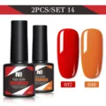 Set professionale di 2 smalti gel per unghie da 8,5ml in rosso e arancione per UV LED - Set da 2 / Rosso Brillante (037) e Arancione Brillante (046)