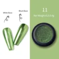 Poudre à ongles chromée verte n°11 avec effet miroir métallique sur bases - Couleur 11 / Paillettes Miroir Métallique
