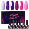 Née Jolie 6 Colors Nail Gel Polish Set UV LED Soak Off Formula 8.5ml Vibrant Purple Pink Tones - Multicolor 13