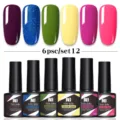 Juego de 6 esmaltes de uñas en gel Née Jolie soak off con purpurina y colores vivos - Juego de 6 Botellas 12