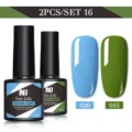 Kit professionale di 2 smalti gel per unghie UV LED da 8,5 ml a tinta unita per manicure - Set da 2 / Blu (020) e Verde Oliva (045)