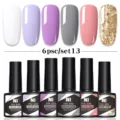 Née Jolie Set de 6 esmaltes de uñas en gel UV LED soak off con purpurina y tonos lisos - Juego de 6 Botellas 13