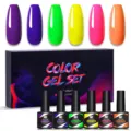 Nee Jolie 6-color neon gel nail polish set for UV LED light soak off manicure - Multicolor 24