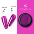 Polvo de uñas espejo rosa metalizado premium 0,3-0,4g para efecto cromo brillante - Color 02 / Purpurina Espejo Metálica