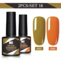 Set da 2 pezzi di smalto gel UV/LED da 8,5 ml nei colori verde oliva e arancione vivace - Set da 2 / Verde Oliva (041) e Arancione Brillante (046)